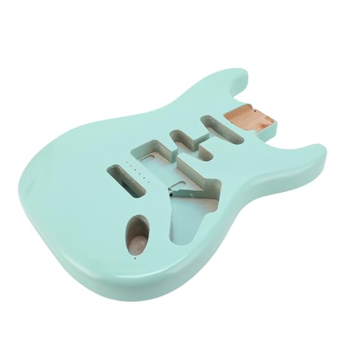 Generic セントにフィットするエレクトリックギターボディ、ポプラウッドストロングマテリアル仕上げ交換、5.7cm / 2.2インチライトグリーンカラーポプラソリッドウッドダブルロックビブラートメタルブリッジSSHピックアップ