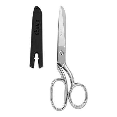 LIVINGO 8" Professional Heavy Duty Tailor Fabric Scissors, Dressmaker Sewing Classic Stainless Steel Ultra Sharp Forged Shears, Bent Cover