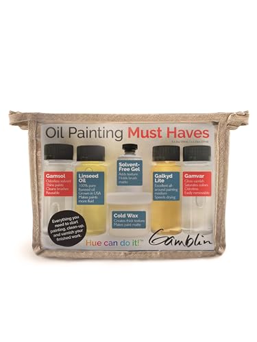 Gamblin Oil Painting Must Haves Mediums Set, Kit Includes 6 Gamblin Trial-Sized Mediums and Varnish