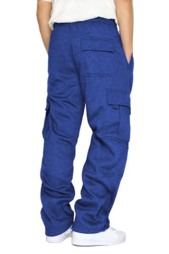 Image of Men's Cargo Sweatpants Casual Fleece Joggers Loose Fit Open Bottom Athletic Pants for Men with Pockets