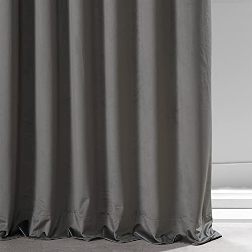 Image of HPD Half Price Drapes Signature Plush Velvet Blackout Curtains for Bedroom (1 Panel), 50W X 84L Hotel Black Out Curtains for Living Room, Thermal Insulated Blackout Curtains, Nightlife Grey