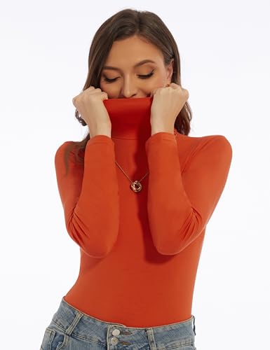 Image of Women's Turtleneck Long Sleeve Shirts Slim Fitted Lightweight Base Layer Casual Tops