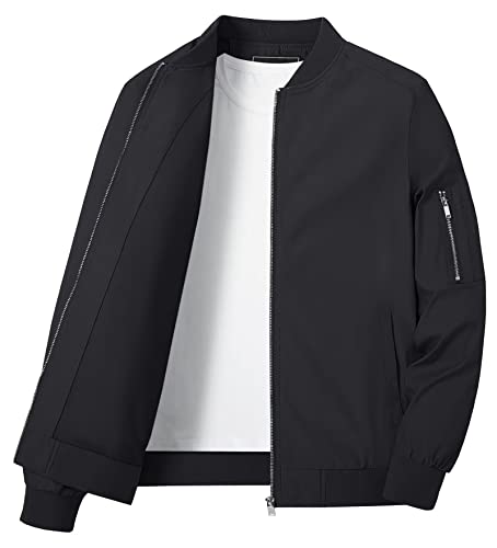 Kefitevd Mens Bomber Jackets Black Jacket Llightweight Windbreaker Men Relaxed Fit Sportswear Jacket Track Jacket Men #TOP15