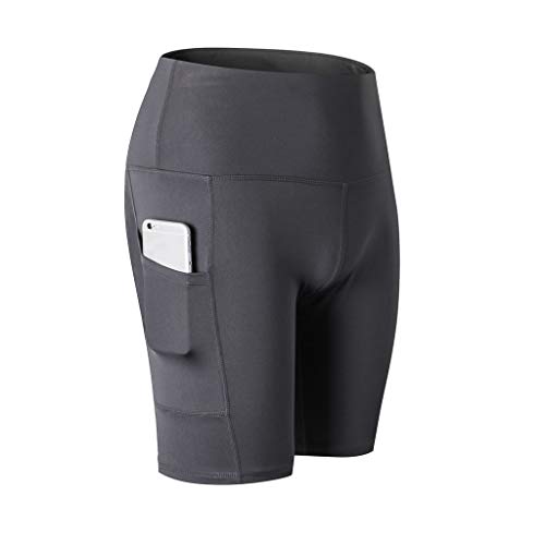 Gogoodgo❤️ Women's High Waist Shorts, Yoga Short Abdomen Control Training Running Yoga Pants -  Grey -  S