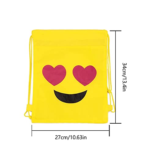 Smiley Turnbeutel,RoadLoo16 Stück Emoji Turnbeutel Rucksack Kindergeburtstag Emoji tüte Sportbeutel Gastgeschenke Beutel Geschenktüte Party Supplies für Geschenktaschen Kunst und Handwerk