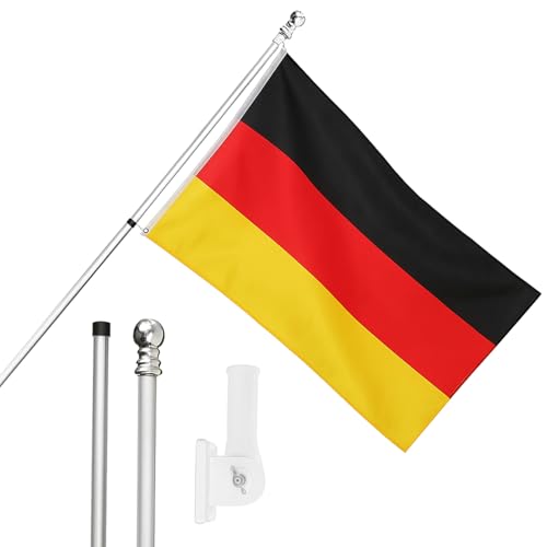 Drapeau allemand avec mât télescopique résistant aux intempéries extérieures - 2
