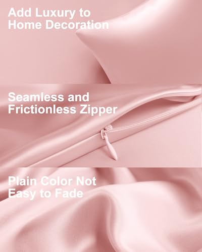 THXSILK 100% Mulberry Silk Pillowcase for Hair and Skin, Grade 6A+ Dual-Sided Silk Pillow Case with Hidden Zipper, King Size 20"x36" Silk Pillow Case, 1pc, Light Pink