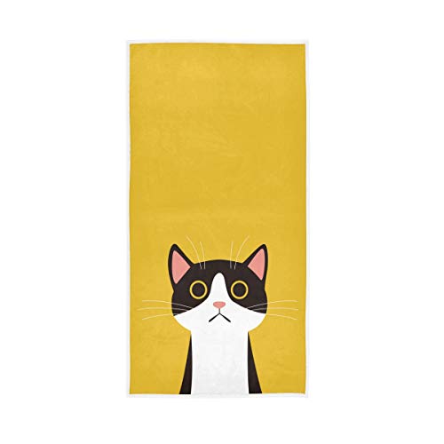 Vikko Towels Hand Washcloths Polyester Fingertip Towel with Single-Sided Printing for Home Hotel Bathroom Decoration - 30x15 Inch (Cartoon Cat)