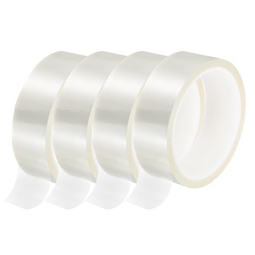 Image of uxcell Clear Heat Tape, 4 Rolls 30mmx33m 108ft High Temperature Heat Resistant Tape for Sublimation,Heat Vinyl Press,Heat Transfer, Circuit Board, No Residue