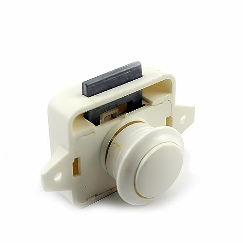 Premium Push Button Catch Lock with Knob for Camper Caravan Push Button Cabinet Cupboard Door Latch Sturdy Zinc Alloy Latch Furniture Lock - Multi Color (White)