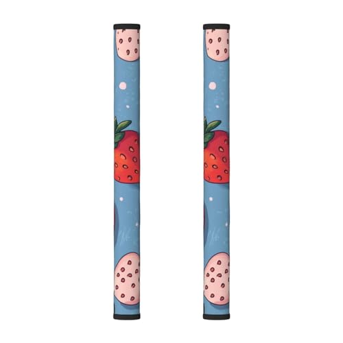 Set di 2 coperture per maniglie del frigorifero con stampa di fragole rosa, per elettrodomestici da cucina, proteggono il frigorifero dalle macchie di impronte digitali