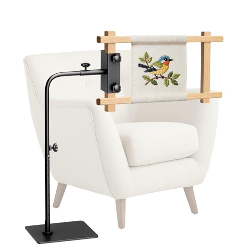 DOLEMODUO Workstand with Side Clamp for Lowery Stands Heavy Duty Metal Needlepoint Stand 360 Rotating & Height Adjustable Cross Stitch Floor Clampd for Embroidery Punch Needle Large Hoops