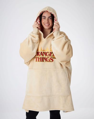 Stranger Things Adults Wearable Blanket Hoodie | Men & Womens Oversized Cream Hooded Fleece Loungewear | Netflix Merchandise4