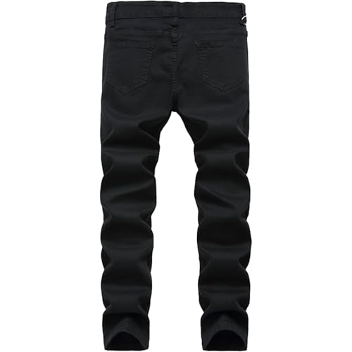 Men's Ripped Skinny Stretch Jeans Vintage Distressed Straight Leg Denim Pants Regular Fit Destroyed Jean Trousers2