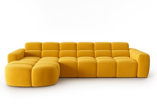 Image of LEGACY OF COMFORT Diana Modular Sectional Sofa L Shape Sofa 4 Seater Sofa Ottoman Bench As Seating for Living Room Hotel (Yellow)