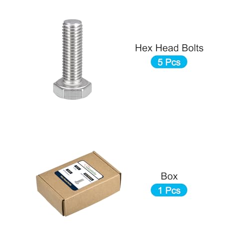 Image of METALLIXITY Hex Bolts (M10-1.5x30mm) 5Pcs, 304 Stainless Steel Coarse Fully Threaded Hex Head Screw Bolt Machine Screws - for Furniture Repair, Silver