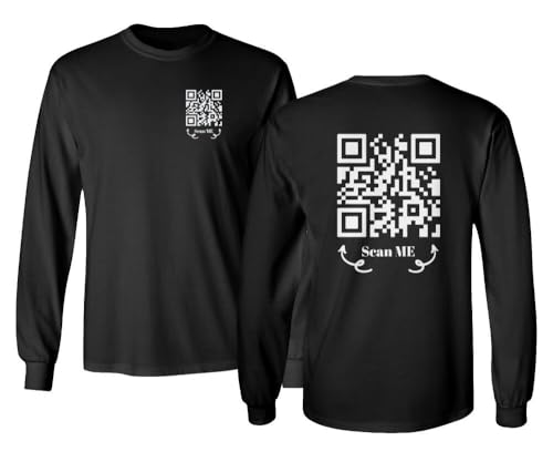 Funny FU QR Code Scan Me QR Code Joke Funny Humor Long Sleeve T-Shirt (Black, X-Large)