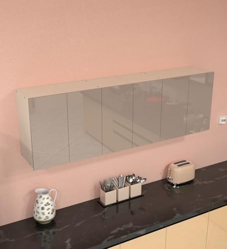 Image of SPECIALITY PANELS 6 Door Wall Cabinet with UV Profile Shutter | Wall Mounted Storage Cabinet for Kitchen Bathroom Living Room | Wooden Wall Cabinet Organizer UV Mocha Finish DIY Assembly