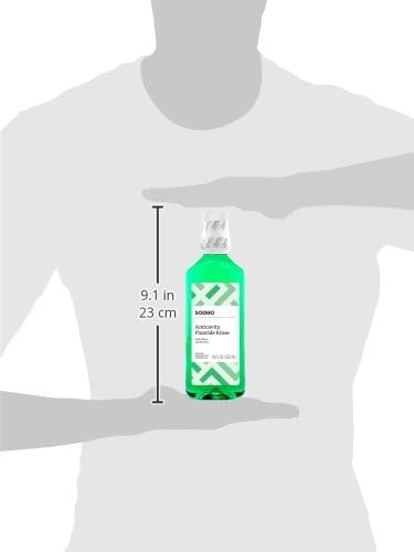 Amazon Brand - Solimo Anticavity Fluoride Rinse, Alcohol Free, Mint, 18 Fluid Ounce, Pack of 1