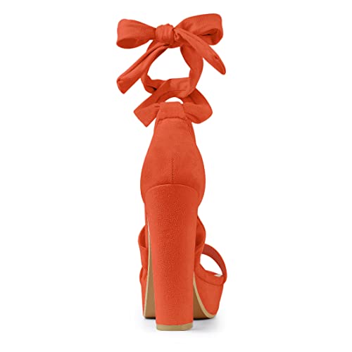 Allegra K Allegra K Women's Lace Up Platform Heels Orange Sandals 9.5 M US