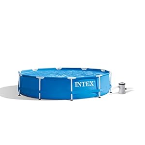 Intex 28202UK 10ft x 30in Metal Frame Swimming Pool with Filter Pump, 4,485 liters, Blue, 305×76 cm