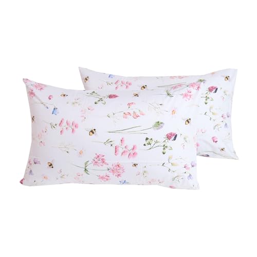 WBYCOTBED White Pattern Pillow Protectors Cover Queen Size Soft Comfortable 100 Percent Cotton Breathable Bed Pillowcases 20x30 Inches