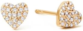 GELIN Diamond Heart Stud Earrings in 14K Solid Gold | Tiny Diamon...