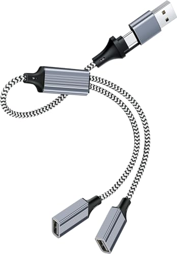 SAISN USB C Splitter Dual Data Y Adapter Male to Female Charging Cable 2.0 OTG Converter Cord Hub for MacBook, USB-C Phone, Flash Drive, Camera, Printer
