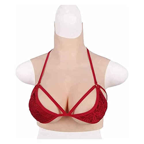 EIDEMED Plaques Poitrine Silicone Rempli Coton I Cup Poitrine Crossdressers Transgenre Mastectomie pour Crossdressers Transgenre Drag Queen Col Rond Demi-Corps, Ivoire Cover