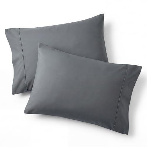 Bedsure Pillow Cases Queen Set of 2 - Dark Grey Double Brushed Microfiber Pillowcases 2 Pack, Super Soft Cooling Pillow Case Covers with Envelope Closure for Kids, Wrinkle, Fade Resistant, 20”x30“