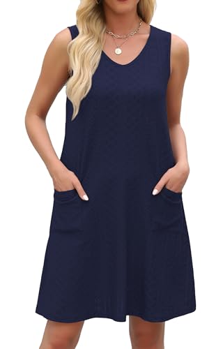 Image of elescat Swimsuit Coverup Summer Dresses for Women Eyelet Casual Loose Sleeveless Sundress with Pockets 2026
