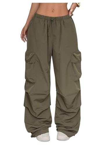 GORGLITTER Women's Y2k Flap Pocket Baggy Cargo Pants Oversized Drawstring Waist Joggers