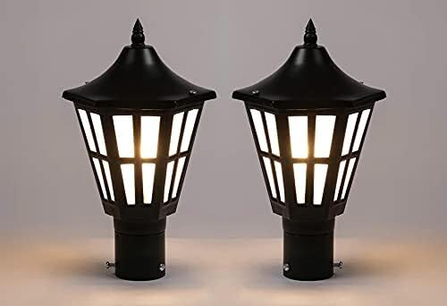 New (PACK OF 2) Hurricane Outdoor Gate/Pillar/Garden Light, Black, Small, Ceiling Lights Lamp Shade (Glass, Aluminium)-image-32