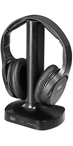 Cuffie TV Senza Fili Queemie 5 In 1 - Con Radio FM, Monitor E Decoder, Over-Ear Per Anziani E Adulti - Foto 2