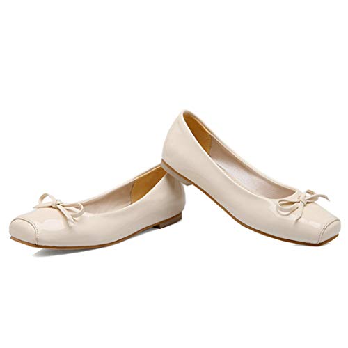 Bellirala Women Patent Square Toe Ballet Flats Comfort Slip On Ballerina Dress Shoes with Bow2
