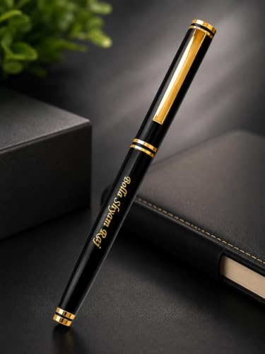 Image of Customized Metal Ballpoint Pen with Free Name Engraving | Premium Personalized Pen for Office, Gifting & Professionals (Gold,Black)