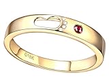Daesar Anillos de Alianza Hombre con Huella Hueca con Rubí Creado y Moissanita, Oro Amarillo 9K, Talla 29(69mm), Anillos Matrimonio Oro Rojo