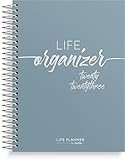 Burde Kalender 2023 Life Organizer Blau | 26. Dezember 2022 bis 31. Dezember 2023 | 19x23cm | Silberne Spiralbindung | 2 Seite 1 Woche | Terminplaner