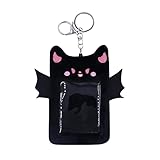 Caviotess Fuzzy Plush Kpop Photocard Holder with Keychain, Cute Animal Wings Photo Sleeve Bank ID Credit Card Holder