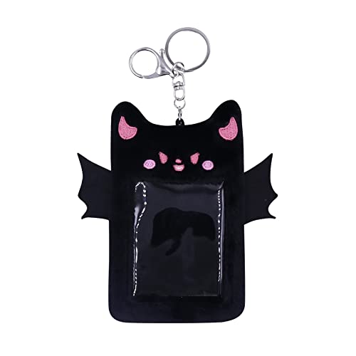 Caviotess Fuzzy Plush Kpop Photocard Holder with Keychain, Cute Animal Wings Photo Sleeve Bank ID Credit Card Holder