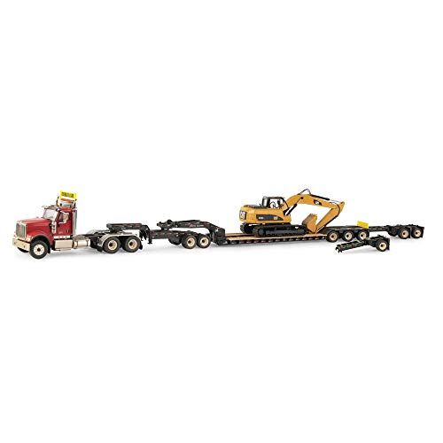 Diecast Masters Tandem Tractor and Trailer with CAT Excavator (1:50 Scale)