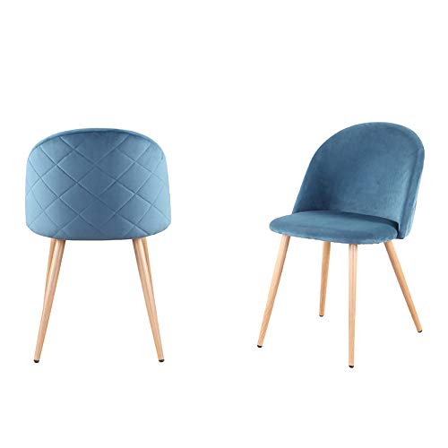MeillAcc Ensemble de chaises de Salle à Manger en Velours 2/4/6 chaises de Loisirs Modernes du Milieu du siècle chaises rembourrées avec Pieds en métal pour Salon de Chambre à Coucher (Blue 2) Cover