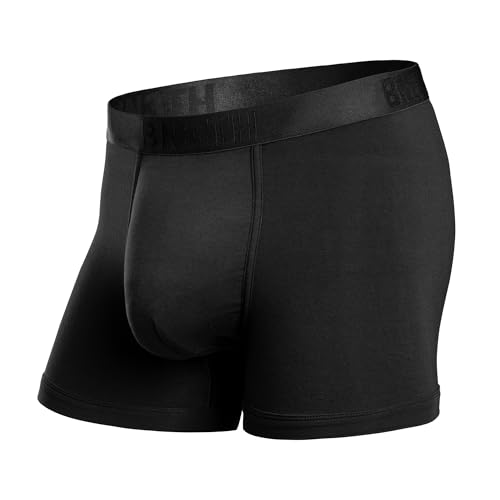 BN3TH Men's Classic Icon Trunk Underwear with the Orignal 3-D Pouch Technology - Breathable, Anti-Chafing, Athletic Design, TENCEL Modal, No-Roll Waistband, Black, Large