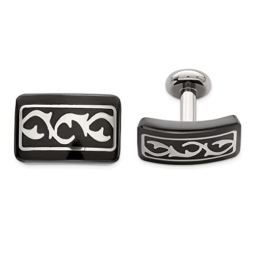 Mancuernillas Hombre en Titanio Negro y Plata 925 miniatura 1