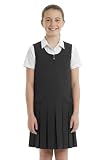 INSAFIANS Girls School Pinafore Dress Pleated 2 Button Kids School Dress School Uniform (Black, 2-3 Years)