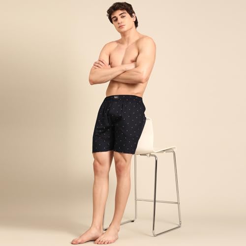 Image of Pepe Jeans Men's Printed 100% Cotton Regular Fit Boxer Shorts | Stylish AOP Print Comfortable Boxer for Daily Innerwear | Soft Breathable Cotton Fabric | Elastic Waistband | Everyday Comfort Wear