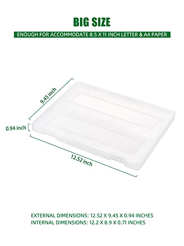 Denkee 4 Pack A4 Paper Organizer Box, Plastic Scrapbook Paper Organizer Containers for Craft and Arts Storage, Portable Board Game Storage for Art Supplies 8.5" x 11" US Letter