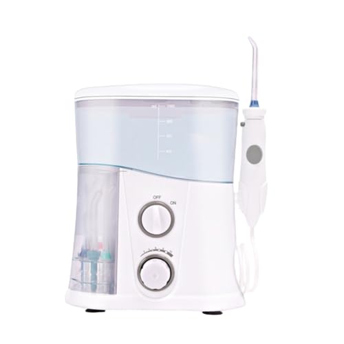 10段階の圧力調整機能、家庭用サイズの水スプレーノズル、歯を洗浄するための600ml電動フロッサーを備えた電動ウォーターフロッサー (20.9*12.5*22cm,ホワイト 188G)