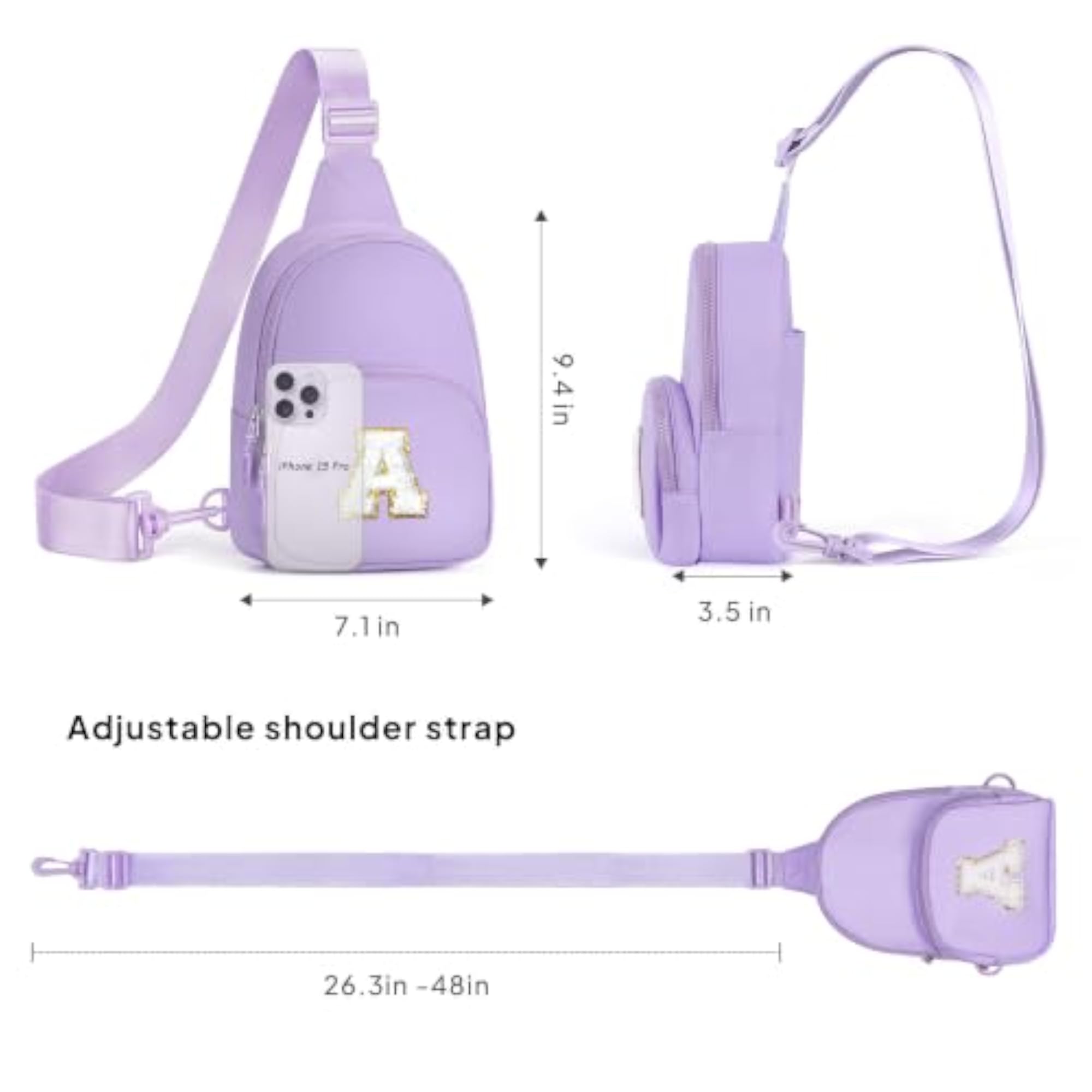 Personalized Initial Sling Bag for Teen Girls & Women