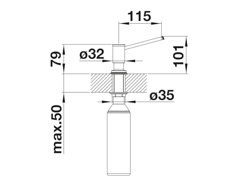 BLANCO LIVIA Spülmittelspender in satin gold | Passend zu allen BLANCO-Küchenarmaturen | Bequem von oben zu befüllen | Spüli | Seifenspender | 35 mm Lochbohrung erforderlich | Flascheninhalt 300 ml